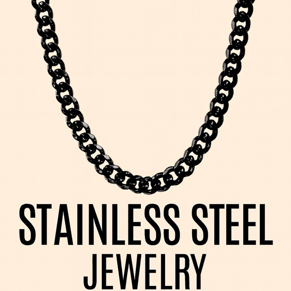 Cuban Link Chain Black lon- Plated 7mm - Picture 1 of 5